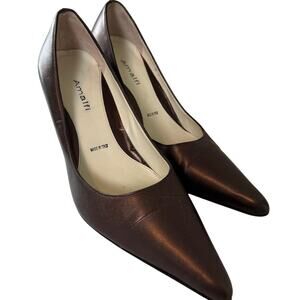 Amalfi High Heel Brown Shoes Size 9C Leather Italy Pointed Toe Classic Luxury